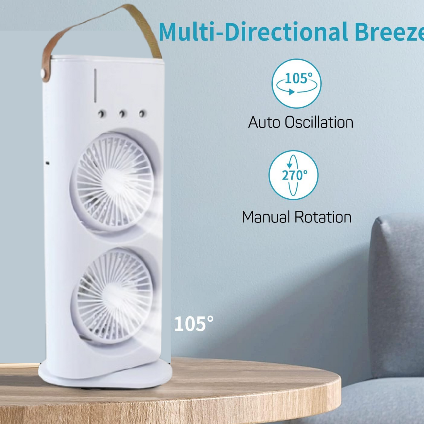 Electric Fan Desktop Double-Head Powerful Air (1 Pc / With Remote / Plug and Play)